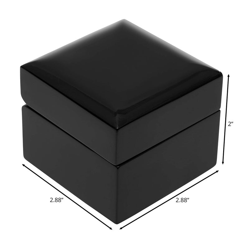 Noble Pack Noble Piano Wood Ring Box - Luxury Engagement Ring Box for Proposal Ring or Special Occasions - Comes with a Two Piece Packer and Ribbon (Black) - Image 4